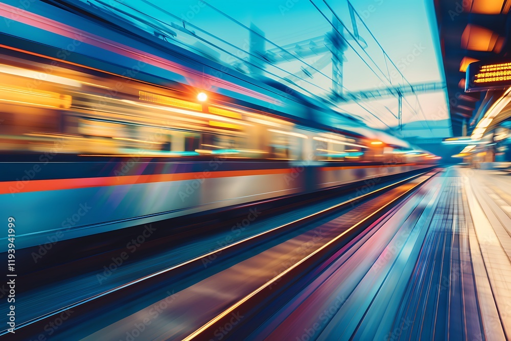 High speed train in motion blur