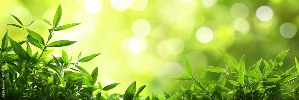 Fresh, Green Leaves Frame Natural Backdrop, With Space For Copy About Wellness, Nature. Fresh, Green Leaves Frame Natural Backdrop, With Space For Copy About Wellness, Nature.