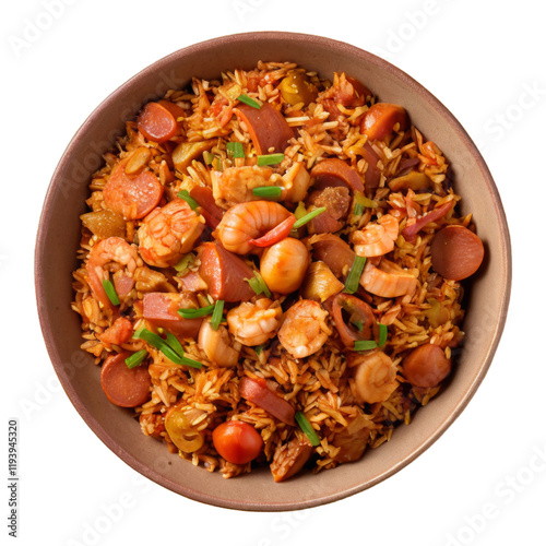 Jambalaya Fried Rice, transparent background photo