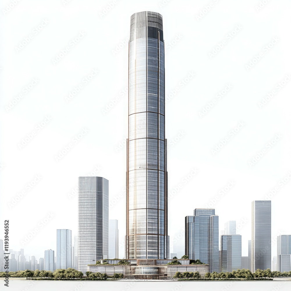 Naklejka premium Stunning Modern Skyscraper: Architectural Marvel in the City Skyline