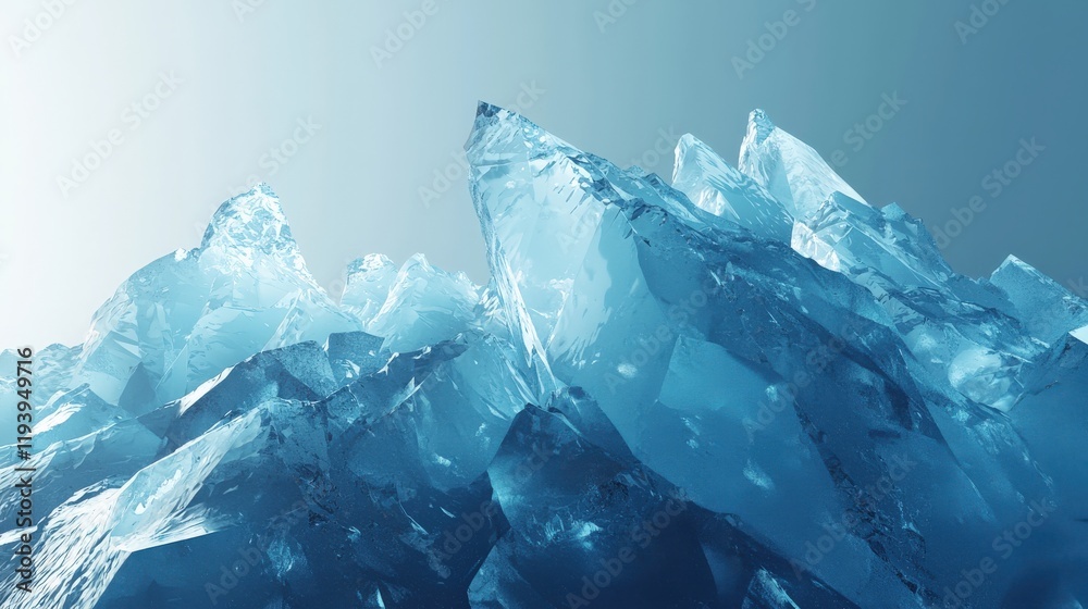 Obraz premium A stunning view of a glacier with icy blue tones and rugged textures, hyper-realistic