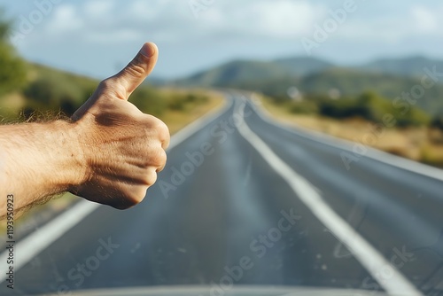 Wallpaper Mural Male hand shows thumbs up on the road Torontodigital.ca