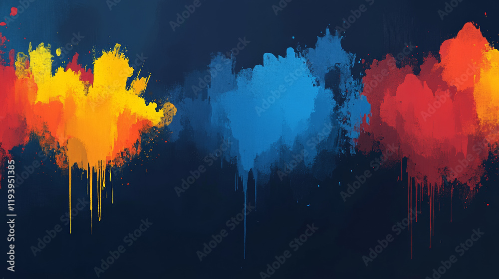 Fototapeta premium Vibrant abstract paint splashes on dark background