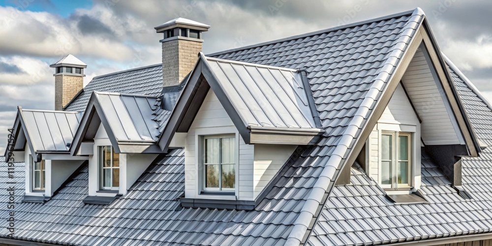Stylish Home Exterior with Dormer Windows and Metal Roof Stylish Home Exterior with Dormer Windows and Metal Roof