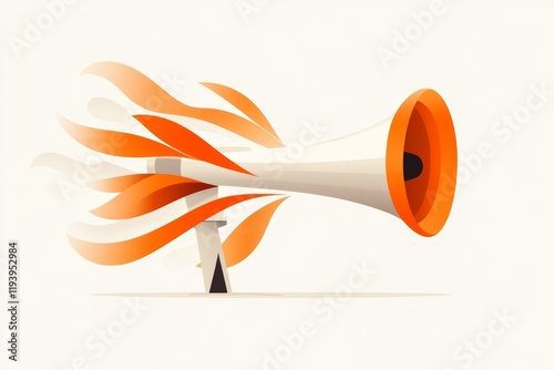 A flat design of a vuvuzela with a simple gradient background, symbolizing celebration and sound photo