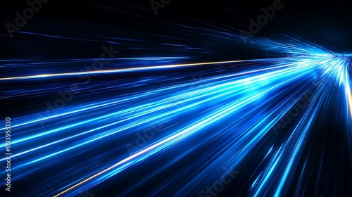 Abstract Blue Light Streaks Converging at a Point