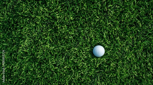 A golf ball resting on lush green grass, symbolizing leisure and sport.