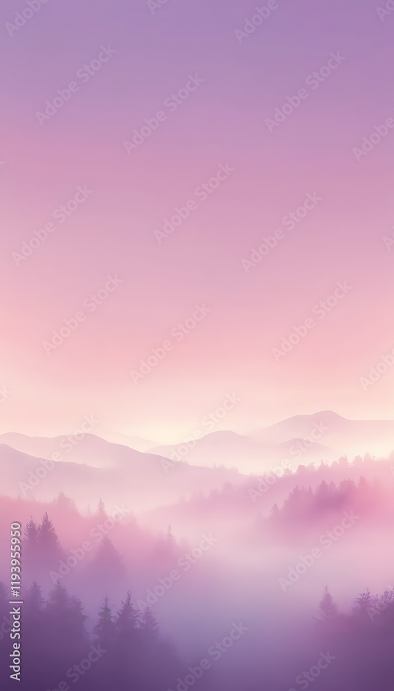 Fototapeta premium Misty morning light pink purple pastel gradient dreamy atmosphere phone wallpaper background
