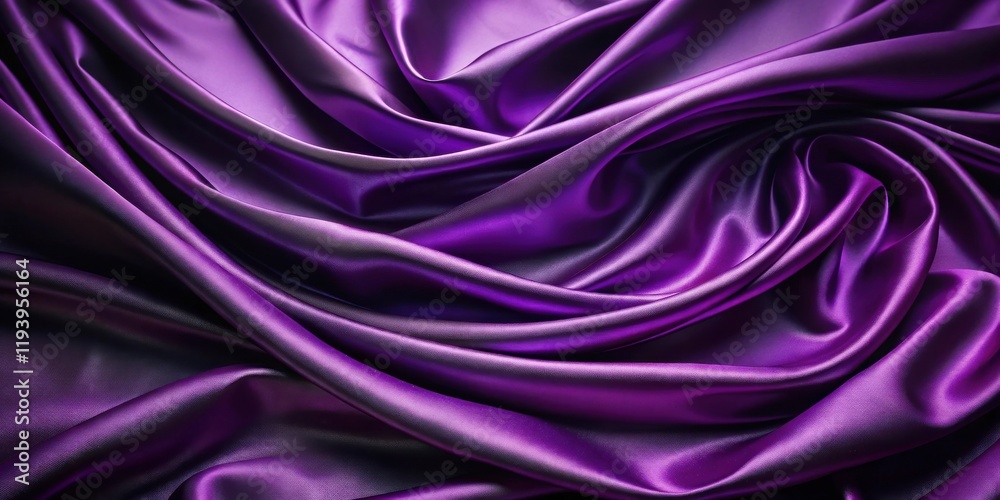 Obraz premium Luxurious Deep Purple Silk Fabric Draped in Elegant Swirls and Soft Folds
