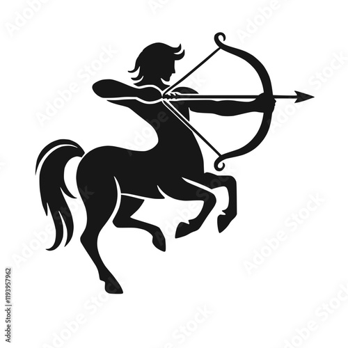 Zentaur mit Bogen – Silhouette im mystischen Stil – KI generiert

