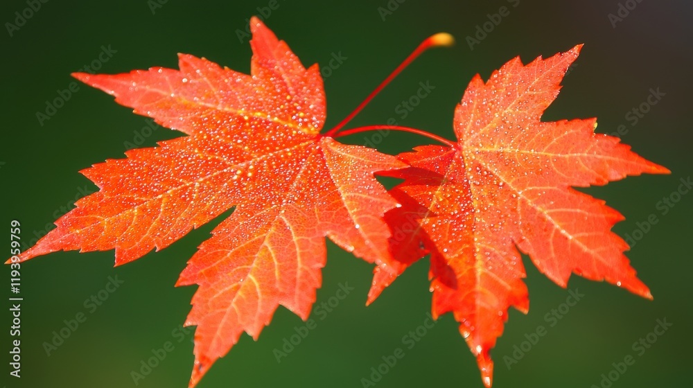 Vibrant red maple leaves with a blurred green background, showcasing autumn beauty. Vibrant red maple leaves with a blurred green background, showcasing autumn beauty.