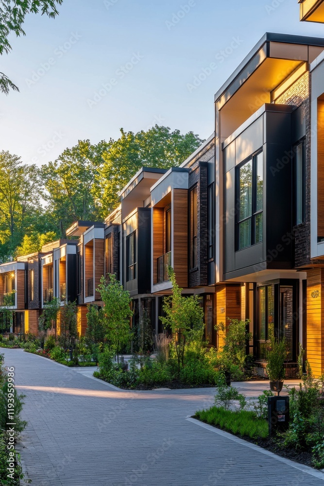 Fototapeta premium Luxury Townhouses at Golden Hour