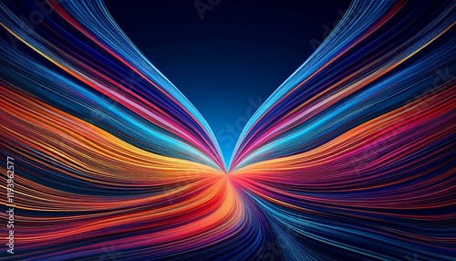 Vibrant, colorful abstract art. Swirling lines create a dynamic, energetic visual.
