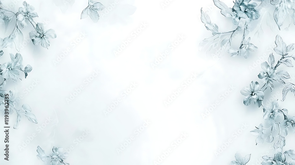 Delicate Blue Flowers Frame White Background Delicate Blue Flowers Frame White Background