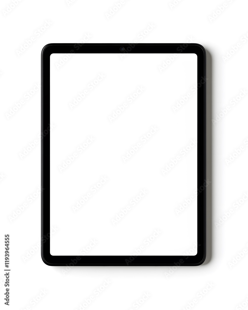 Black tablet with blank screen isolated on white background, digital device mockup Black tablet with blank screen isolated on white background, digital device mockup