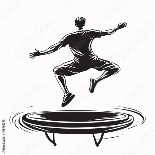 Jumping On Trampoline Image vector. Jumping On Trampoline Stock Illustration