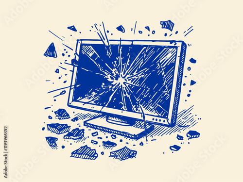 Computer Waste Hand Drawn Sketch Illustration Vector Isolated