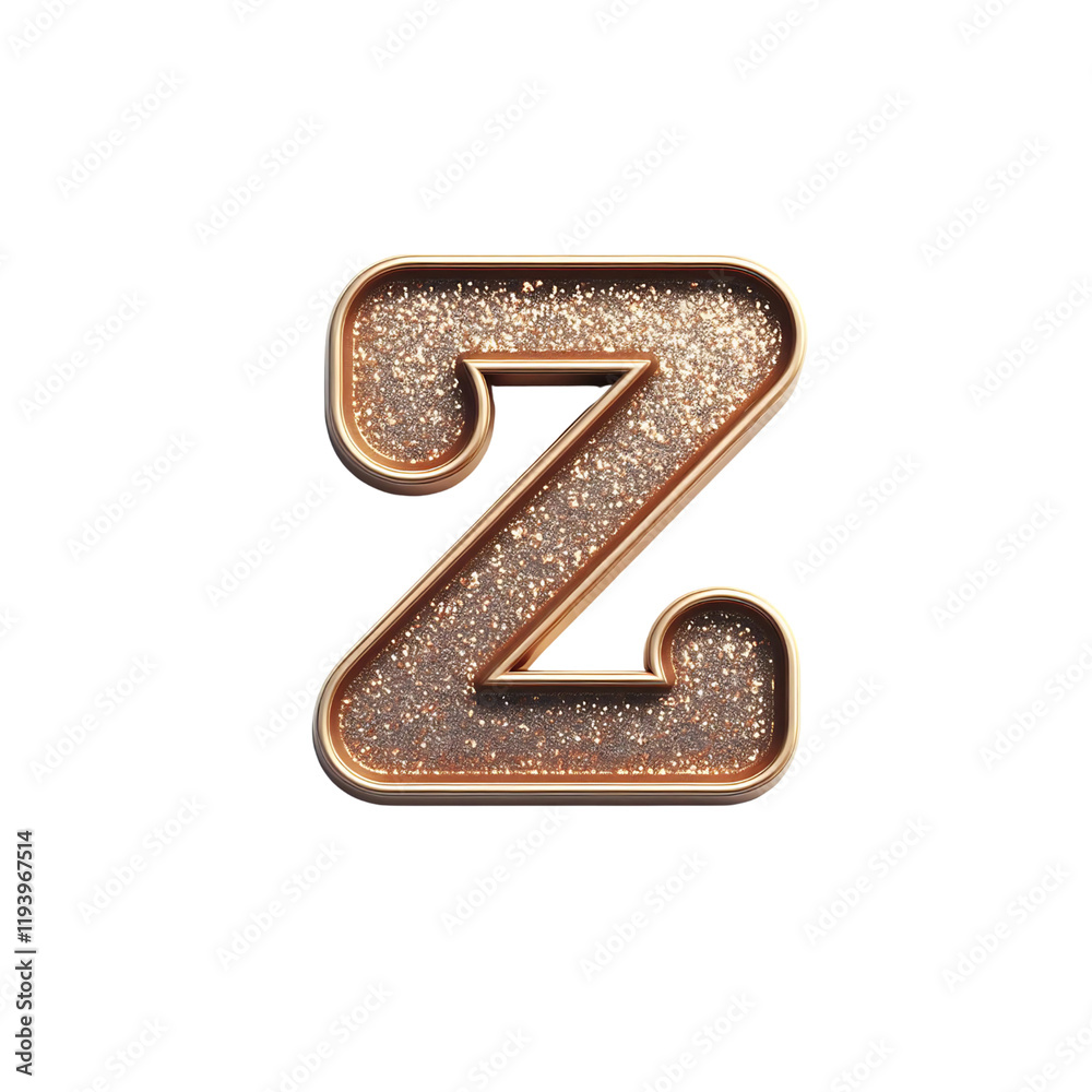 Beige and Golden 3d letter Z in glitter texture isolated on white background Beige and Golden 3d letter Z in glitter texture isolated on white background