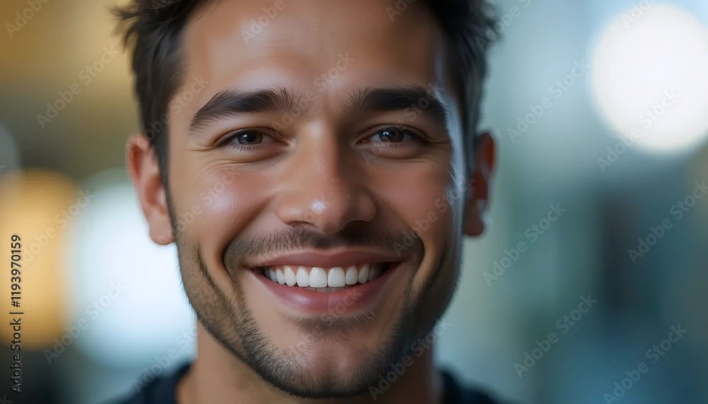 The Happy Face of a Man with a Warm Smile The Happy Face of a Man with a Warm Smile