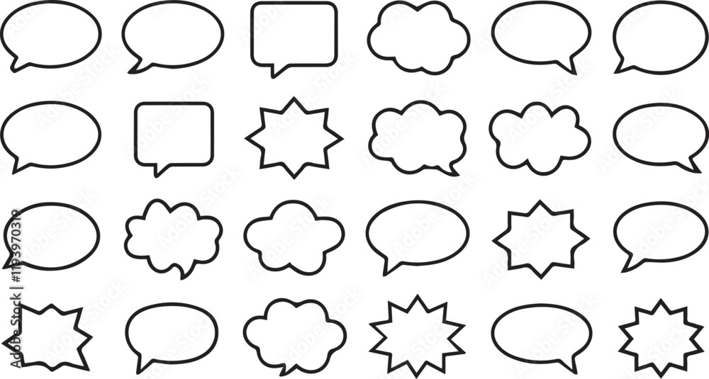 Fototapeta premium vector illustration of variety speech and thought bubble shapes.