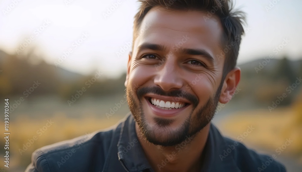 The Happy Face of a Man with a Warm Smile The Happy Face of a Man with a Warm Smile