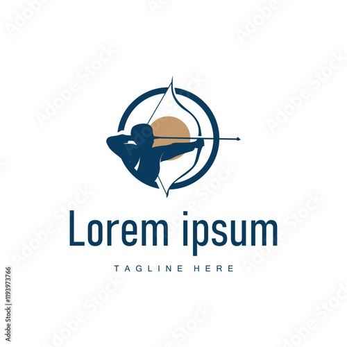 simple archer sports design simple archery logo with black arrow silhouette minimalist illustration product brand template