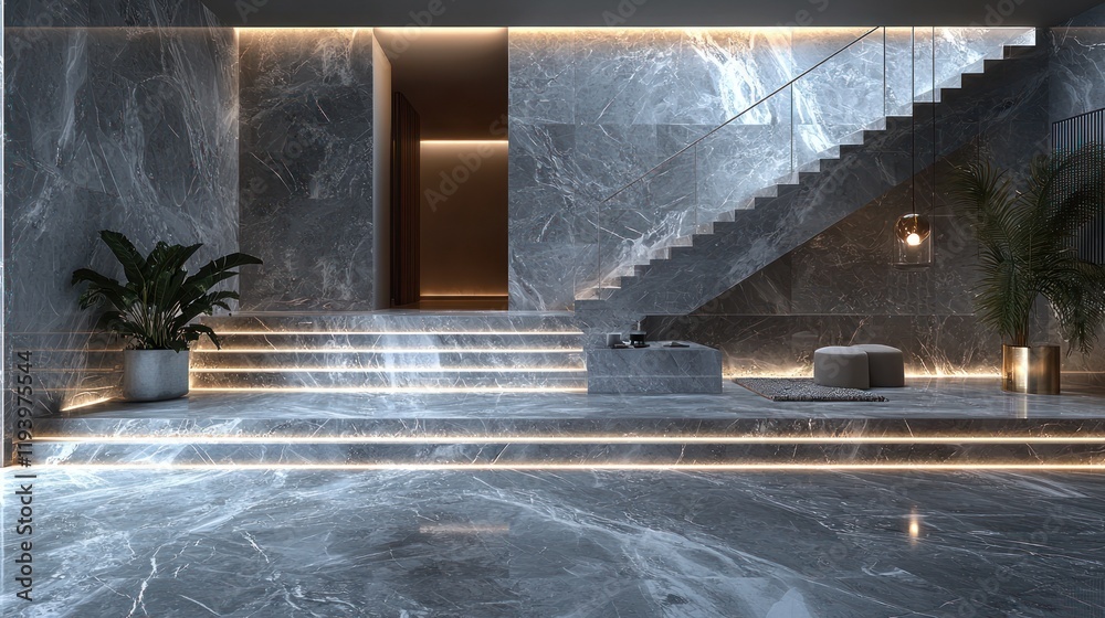 Marble interior with stairway and lights. Marble interior with stairway and lights.