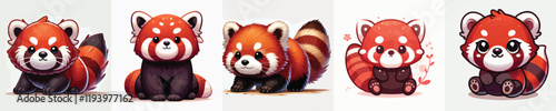 collection of cute and adorable red panda vectors