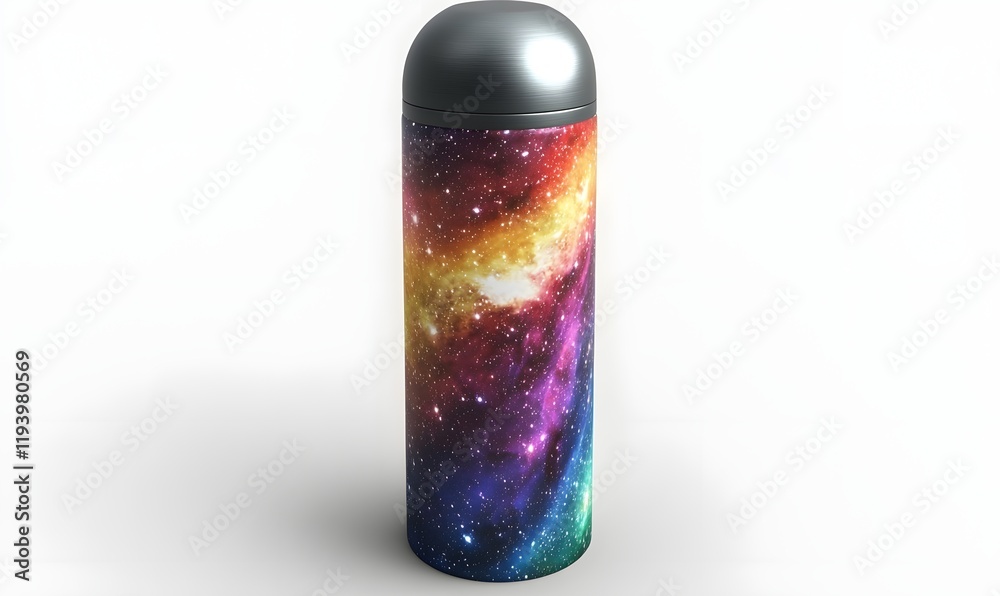 Obraz premium Insulated bottle with colorful galaxy print.