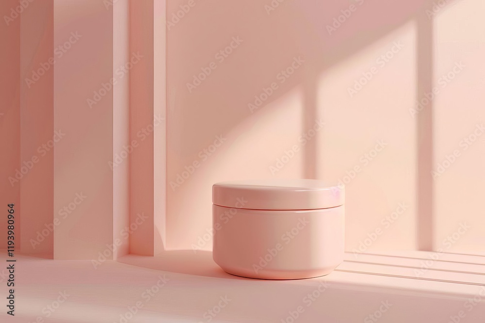 A minimalist pink jar sits on a softly lit surface, suggesting skincare or cosmetic use. A minimalist pink jar sits on a softly lit surface, suggesting skincare or cosmetic use.