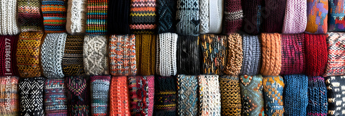 Rich Tapestry of Varied Knitting Patterns Displayed in Textured Array photo