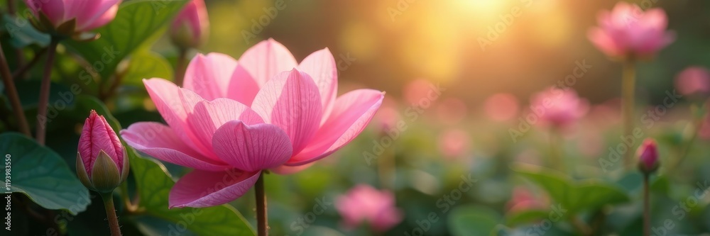 Delicate pink flower petals unfolding softly in the morning light, light, floral Delicate pink flower petals unfolding softly in the morning light, light, floral