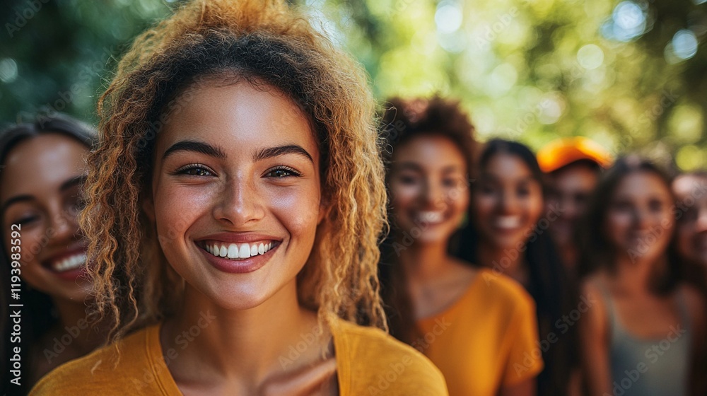 A diverse group of people smiling, holding hands in a park, celebrating happiness and togetherness. 404 A diverse group of people smiling, holding hands in a park, celebrating happiness and togetherness. 404