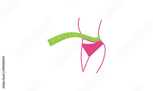 Losing weight icon in bold line - diet, fitness or liposuction logo