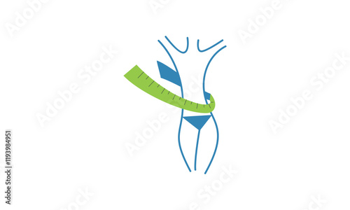 Losing weight icon in bold line - diet, fitness or liposuction logo