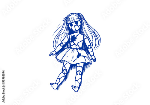Unused Toys Waste Hand Drawn Sketch Illustration Vector Isolated