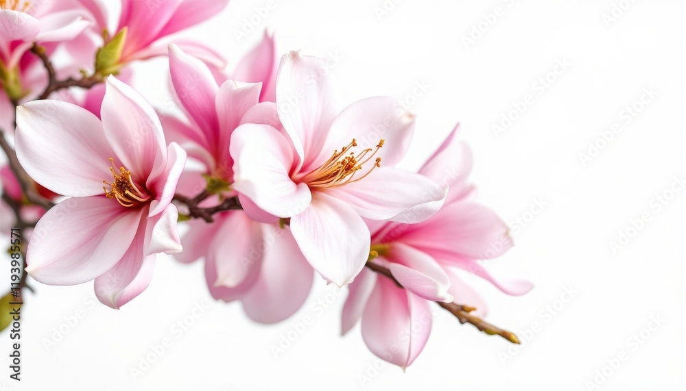 Delicate Pink Magnolia Blossoms in Close-Up Delicate Pink Magnolia Blossoms in Close-Up