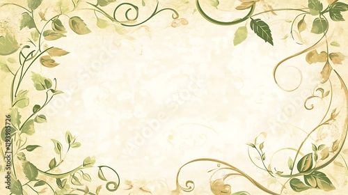Elegant Green Vines Frame Soft Cream Background