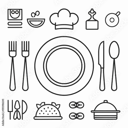 restaurant icon set