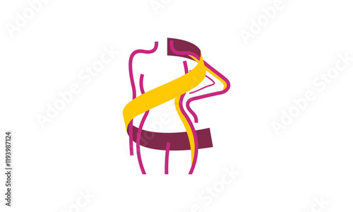 Losing weight icon in bold line - diet, fitness or liposuction logo