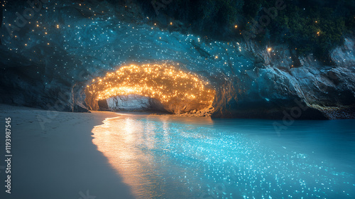  a magical under water cave illuminated by biolumines ai photo