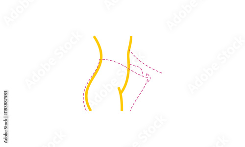 Losing weight icon in bold line - diet, fitness or liposuction logo