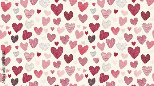 Wallpaper Mural Cute and Playful Heart Pattern in Shades of Red for Background or Decoration Torontodigital.ca