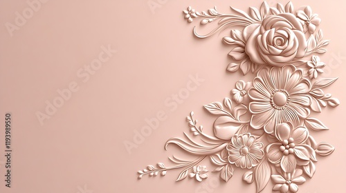 Wallpaper Mural Elegant Rose and Flower Bas Relief Design Torontodigital.ca