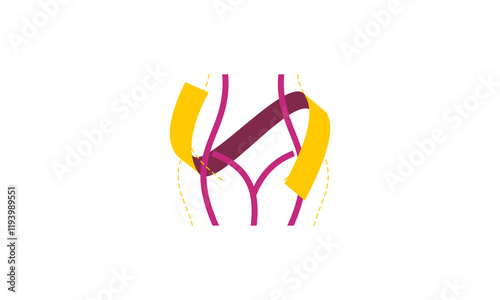 Losing weight icon in bold line - diet, fitness or liposuction logo