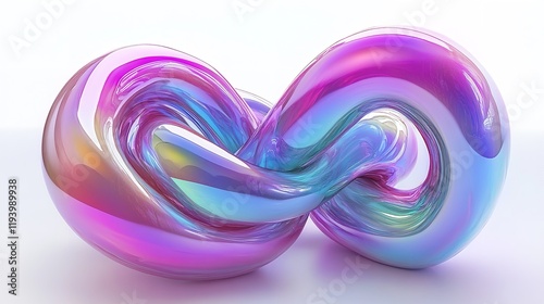 3D Twisted Liquid Shapes Abstract Background in Holographic