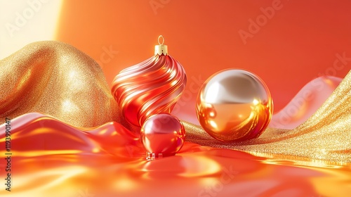 3D Twisted Liquid Shapes Abstract Background in Holographic