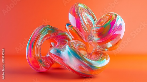 3D Twisted Liquid Shapes Abstract Background in Holographic