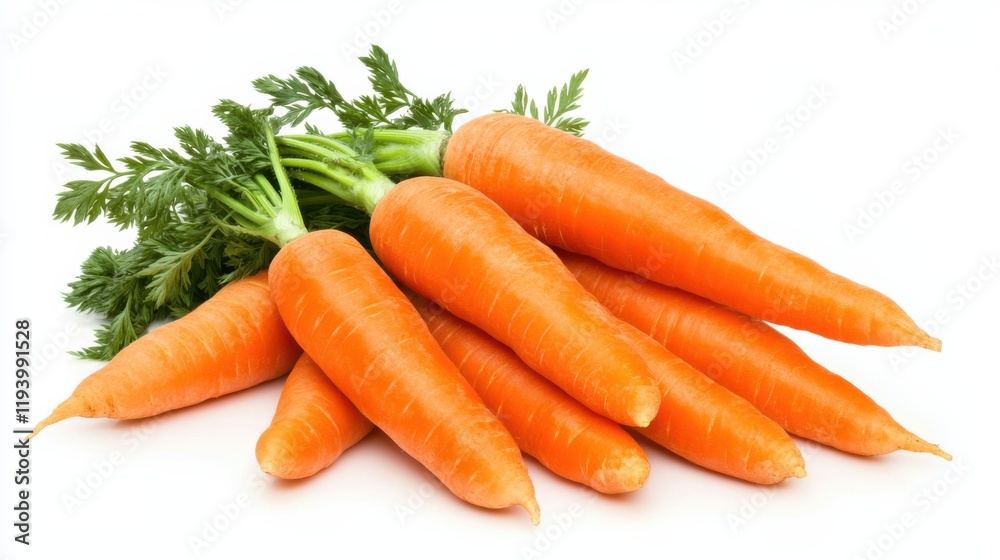 Fresh Organic Carrots with Green Tops Isolated on White Background Perfect for Healthy Recipes and Nutritional Illustrations, Ideal for Food Photography Fresh Organic Carrots with Green Tops Isolated on White Background Perfect for Healthy Recipes and Nutritional Illustrations, Ideal for Food Photography