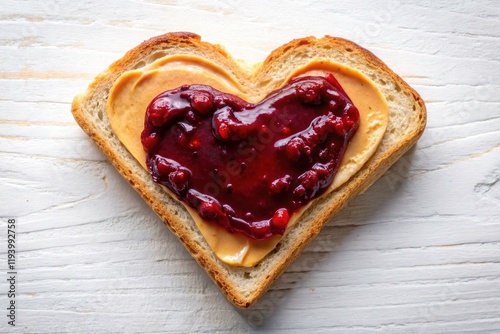 Drone Shot: Heart-Shaped PB&J Sandwich - National Peanut Butter & Jelly Day photo